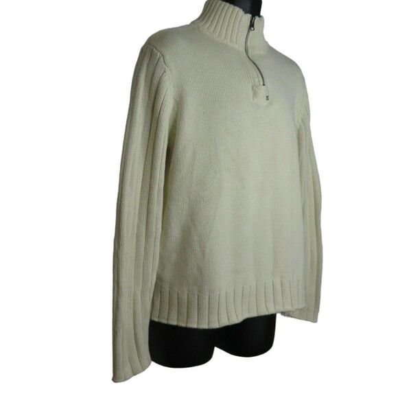 Vintage Ralph Lauren Polo Jeans Co Mens L Ivory White 1/4 Zip Pullover Sweater - Picture 3 of 9